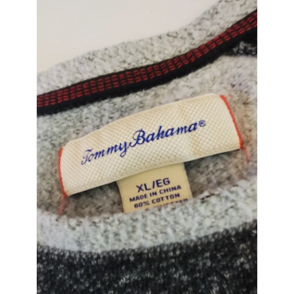 Tommy‎ Bahama Mens Grey Colorblock Marlin Long Sleeve Crewneck Tee Shirt XL
